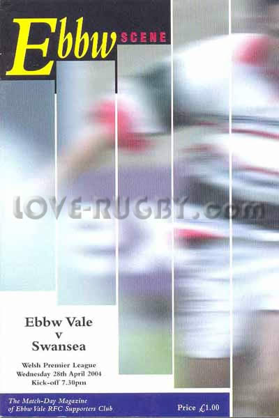 2004 Ebbw Vale v Swansea  Rugby Programme